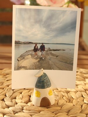 Mavi Çatılı Ev Fotoğraf-Not Tutucu | Flamio Studio